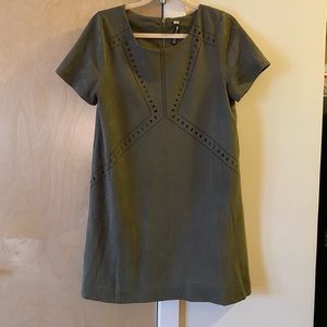 Olive Green Suede Mini Dress